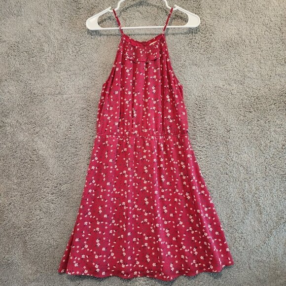 Francescas Mi Ami MINI DRESS Halter Red White Floral Blouson Lightweight Sz L - Picture 5 of 10